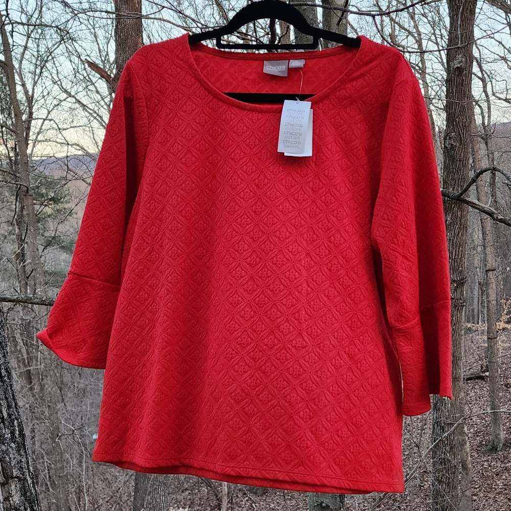 NWT Chico's Red Textured Top